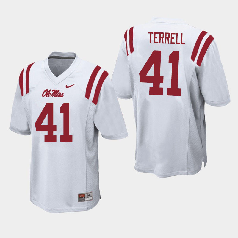 Men #41 C.J. Terrell Ole Miss Rebels College Football Jerseys Sale-White